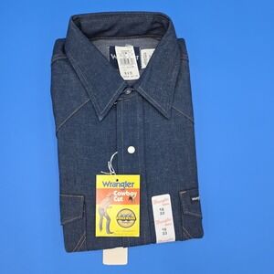 Vintage NWT‎ Wrangler Cowboy Cut Pearl Snap Western Shirt 16 x  33 New Old Stock